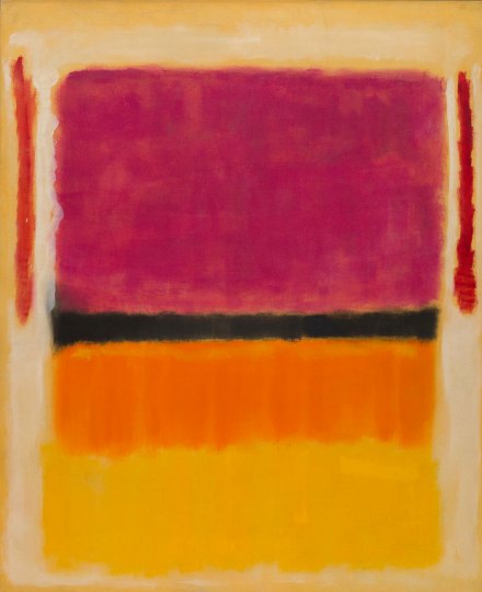 Untitled (Voilet, Black, Orange, Yellow on White and Red)